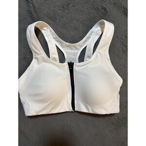 Nike Dri-Fit Women's Small White High Support Front Zip Up Sports Shape Bra
